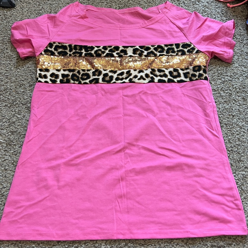 Pink and cheetah print boutique shirt size medium